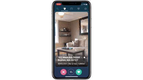 Tinder for home search site. Swipe right on properties you want to save.